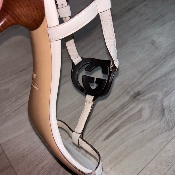 AUTHENTIC GUCCI White Interlocking GG Strappy Sandal Heels Size 10 - Picture 5 of 8
